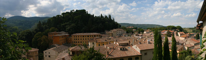 View over Cetona from the path around its hills