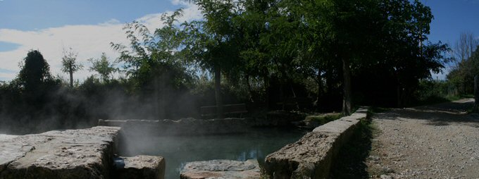 Steam produced by the hot springs of Bagno Grande