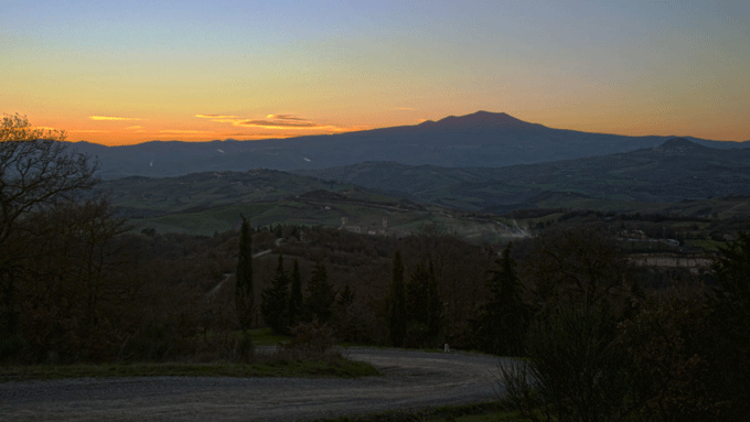 View of Val d'Orcia from the hilltop over San Casciano