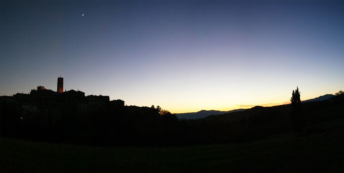 Sunset on San Casciano with moon on the background